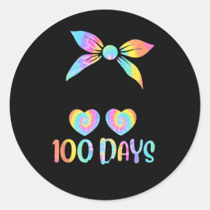 100 Days Smarter Girls Messy Bun Hair 100th Day Of Classic Round Sticker