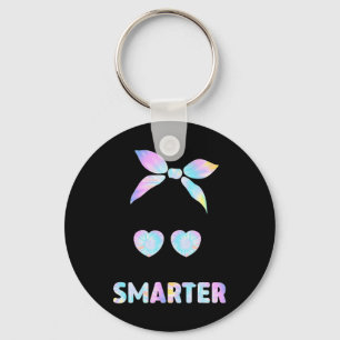 100 Days Smarter Girls Messy Bun Hair 100th Day Of Keychain