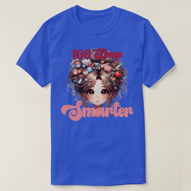 100 Days Smarter Girls Messy Bun Hair nurse Of Sch T-Shirt (Design Front)
