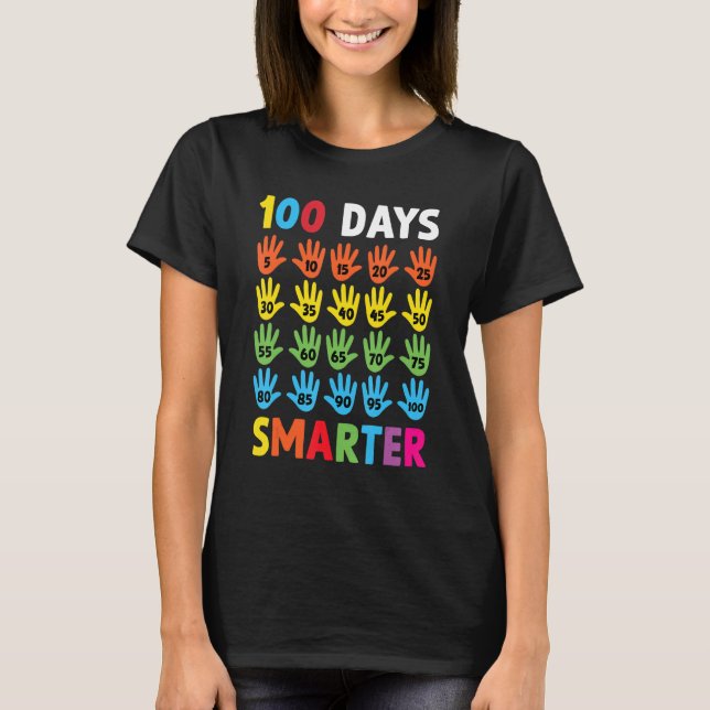 100 Days Smarter Hands Happy 100 Days Of School Bo T-Shirt (Front)