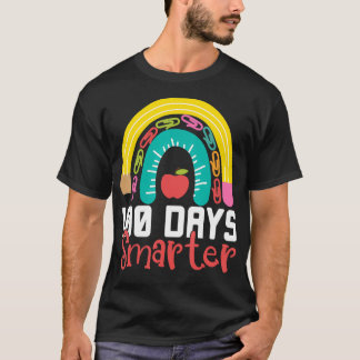 100 Days Smarter Happy 100 Days Of School Rainbow  T-Shirt