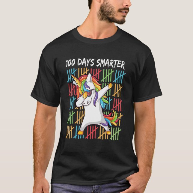 100 Days Smarter Happy 100th Day Of School Dabbing T-Shirt (Front)
