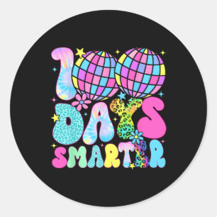 100 Days Smarter Happy 100th Day Of School Groovy Classic Round Sticker