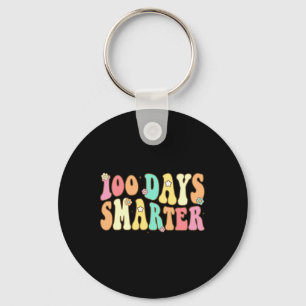 100 Days Smarter Happy 100th Day Of School Groovy Keychain