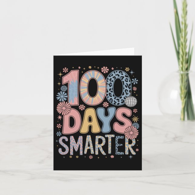 100 Days Smarter Happy 100th Day Of School Kids Bo Card (Front)