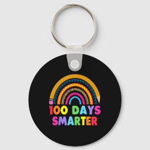 100 Days Smarter Happy 100th Day Of School Rainbow Keychain
