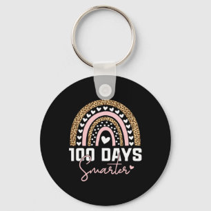 100 Days Smarter Happy 100th Day Of School Rainbow Keychain