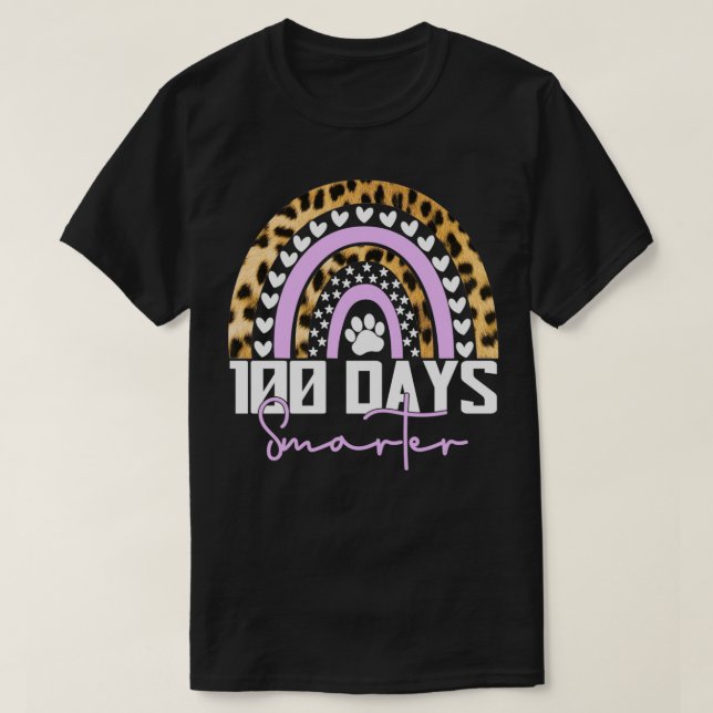 100 Days Smarter Happy 100th Day Of School Rainbow T-Shirt (Design Front)
