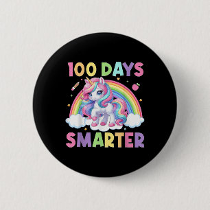 100 Days Smarter Happy 100th Day Of School Unicorn 2 Inch Round Button