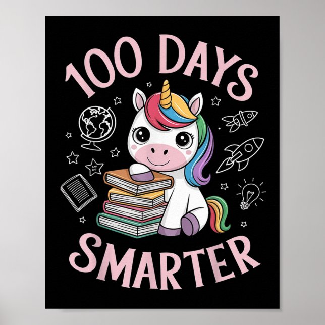 100 Days Smarter Happy 100th Day Of School Unicron Poster (Front)
