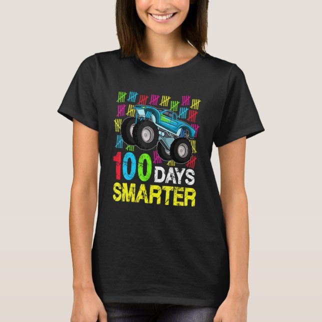 100 Days Smarter Happy 100th Day School Monster Tr T-Shirt (Front)
