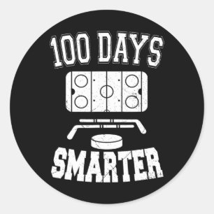 100 Days Smarter Hockey Sports 100th Day Of School Classic Round Sticker