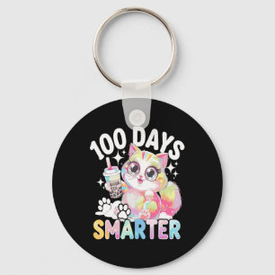 100 Days Smarter Kawaii Cat Costume 100th Day Of S Keychain