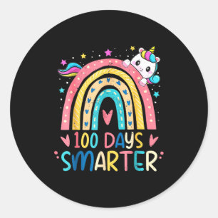 100 Days Smarter Kids Girls Unicorn 100th Day Of S Classic Round Sticker
