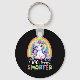 100 Days Smarter Kids Girls Unicorn 100th Day Of S Keychain