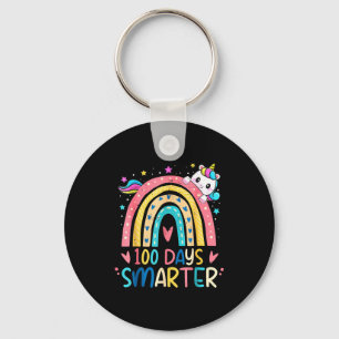 100 Days Smarter Kids Girls Unicorn 100th Day Of S Keychain