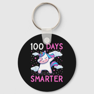 100 Days Smarter Kids Girls Unicorn 100th Day Of S Keychain