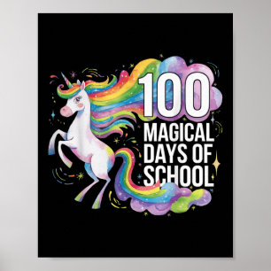 100 Days Smarter Kids Girls Unicorn 100th Day Of S Poster