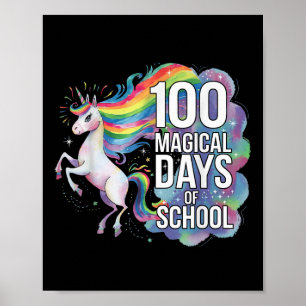 100 Days Smarter Kids Girls Unicorn 100th Day Of S Poster