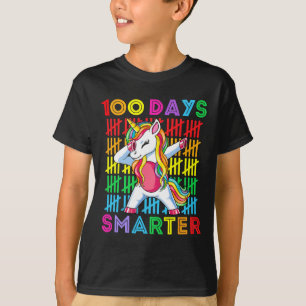 100 Days Smarter Kids Girls Unicorn 100th Day Of S T-Shirt