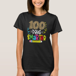 100 Days Smarter Leopard Teacher 100th Day Of Scho T-Shirt
