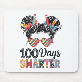 100 Days Smarter Messy Bun Hair 100th Day Of Mouse Pad