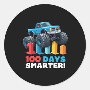 100 Days Smarter Monster Truck 100 Days Of School Classic Round Sticker