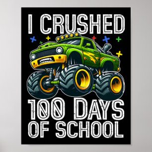 100 Days Smarter Monster Truck 100 Days Of School Poster