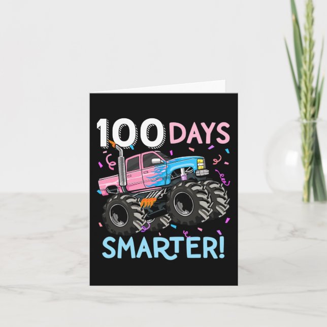 100 Days Smarter Monster Truck 100th Day Of School Card (Front)
