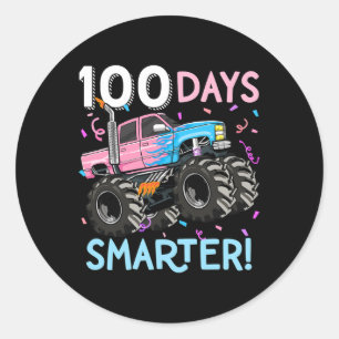 100 Days Smarter Monster Truck 100th Day Of School Classic Round Sticker