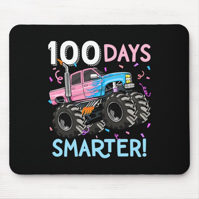 100 Days Smarter Monster Truck 100th Day Of School Mouse Pad (Front)