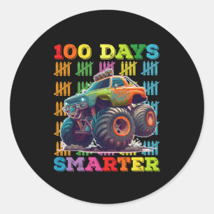 100 Days Smarter Monster Truck 100th Day School Classic Round Sticker