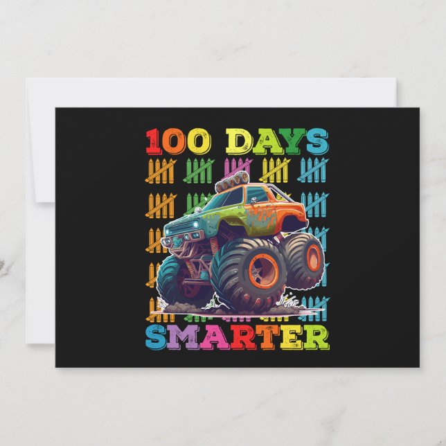 100 Days Smarter Monster Truck 100th Day School Invitation (Front)