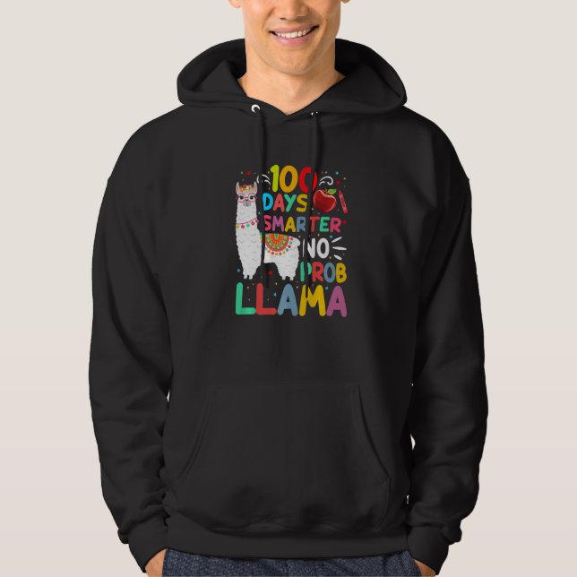 100 Days Smarter No Probllama Llama 100 Days of Sc Hoodie (Front)