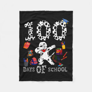 100 Days Smarter Of School Dabbing Dalmatian Dog T Fleece Blanket