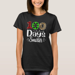 100 Days Smarter Plaid Leopard 100th Day Of School T-Shirt