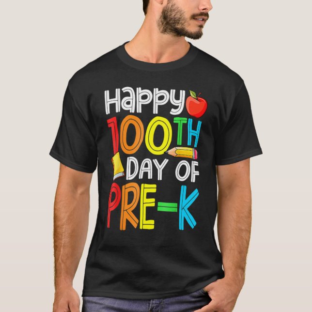 100 Days Smarter Pre-K Happy 100th Day Of School P T-Shirt (Front)