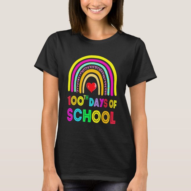 100 Days Smarter Rainbow Happy 100th Day Of School T-Shirt (Front)