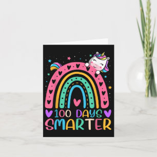 100 Days Smarter Rainbow Unicorn Girls 100th Day O Card
