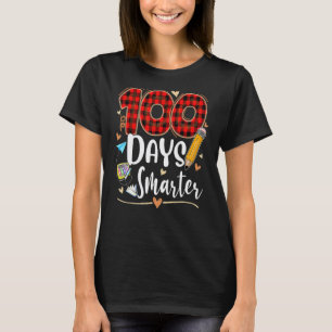 100 Days Smarter Red Plaid Teacher Kids 100th Day T-Shirt