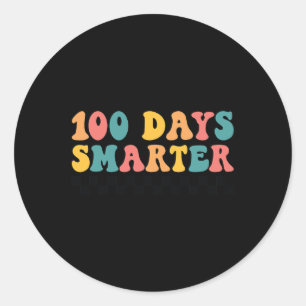 100 Days Smarter Retro Groovy 100 Days Of School Classic Round Sticker
