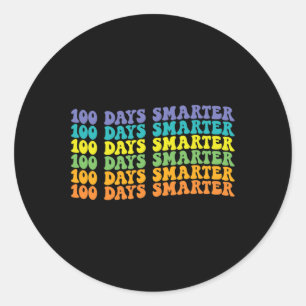 100 Days Smarter Retro Groovy Happy 100th Day Of S Classic Round Sticker