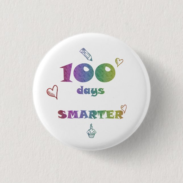 100 Days Smarter School Button – Kids Classroom  (Front)