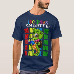 100 Days Smarter School Kids Seahorse Design T-Shirt
