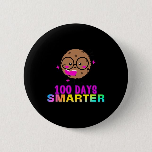 100 Days Smarter Smart Cookie With Gles Cute Fun  2 Inch Round Button (Front)