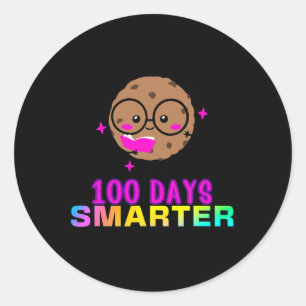 100 Days Smarter Smart Cookie With Gles Cute Fun Classic Round Sticker