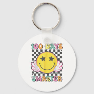100 Days Smarter Smile Face 100th Day Of School Keychain