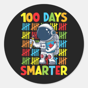 100 Days Smarter Space Astronaut 100th Day School Classic Round Sticker