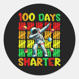 100 Days Smarter Space Astronaut 100th Day School  Classic Round Sticker