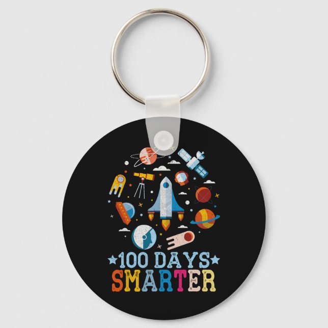100 Days Smarter Space Astronaut  Keychain (Front)